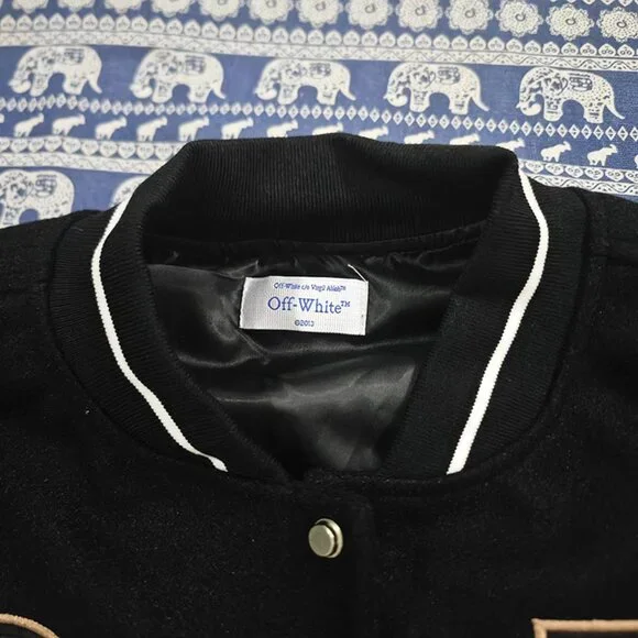Off-White Black and White Baseball Jacket - Picture 2 of 6